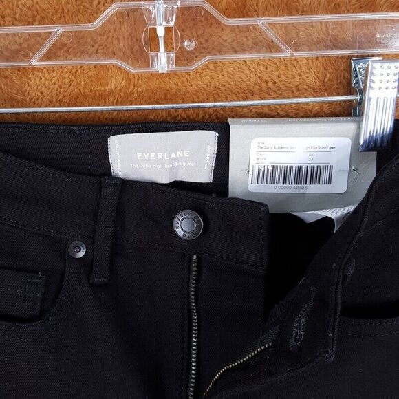EVERLANE Womens Jeans Size 23 Black Wash CURVY HIGH RISE SKINNY Stretch Denim - Picture 6 of 13